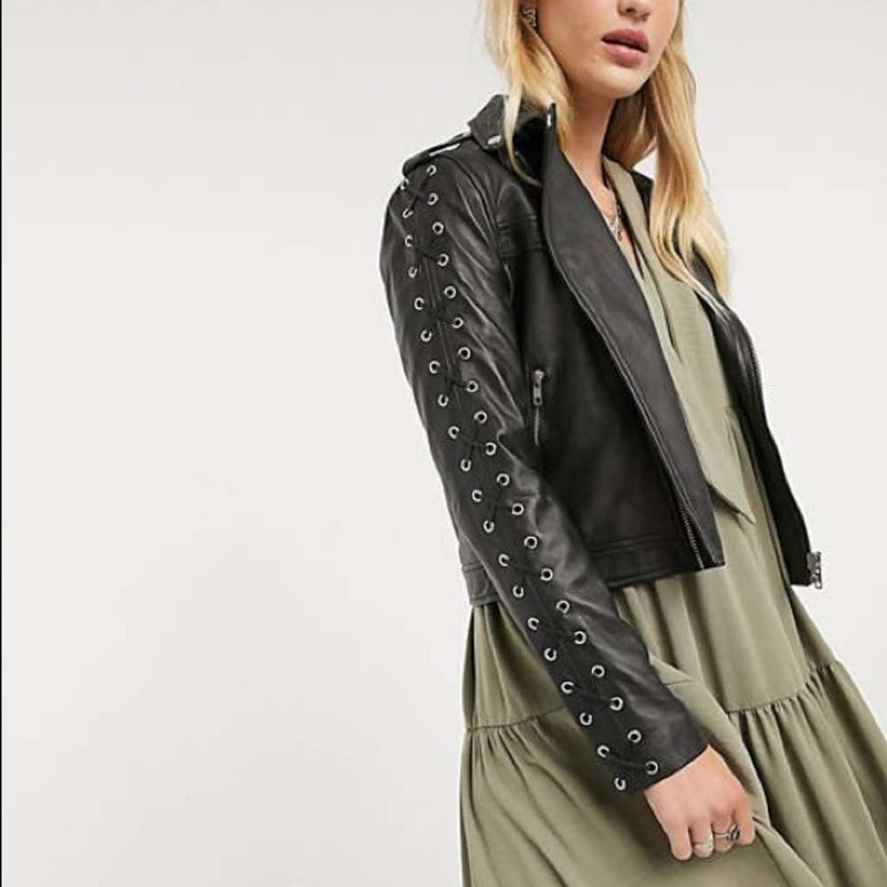 LACE UP LEATHER JACKET